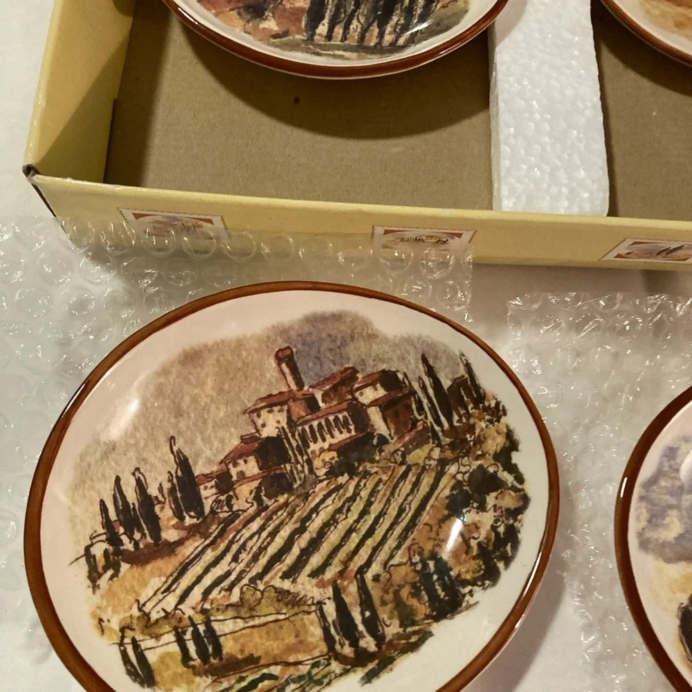Williams-Sonoma Tuscan landscape, dipping bowls, set of four brand new! Gift!